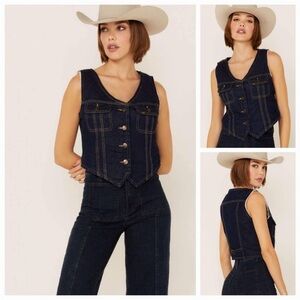 Lee Women's Navy Denim Sherpa lined Vest